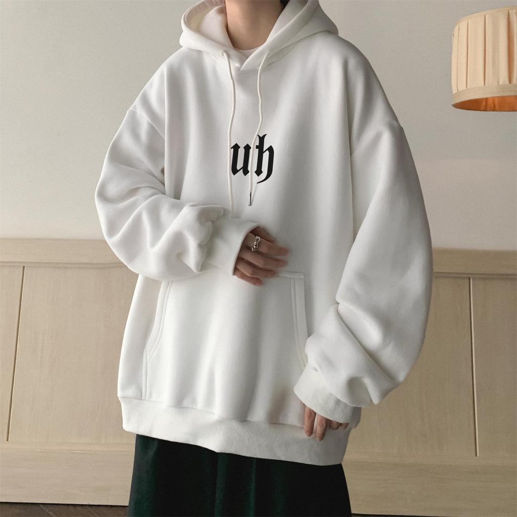 Navy Blue 250g Men's Oversize Hooded Sweatshirt - Trendy American Hip-Hop Style