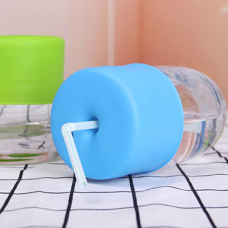 Couvercle en Silicone pour enfants, trou de paille, couvercle de verrerie, étanche, extensible, couleur bonbon, accessoires de tasse, anti-déversement