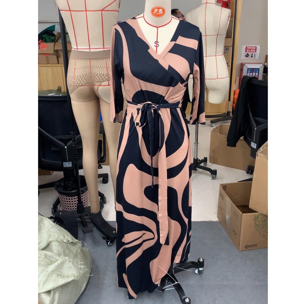 Dámské ležérní letní šaty s 3/4 rukávem Jarní V výstřih Boho Květinové volánky Koktejlové párty šaty