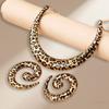 Leopard Print Collar Snail Earrings Versatile Personality Light Luxury Design Jewelry Set