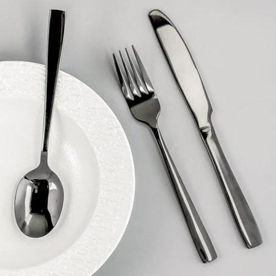 Hive Mind 30-piece Set Cutlery Assortment 6 People Spoons Forks Knives Suitable Restaurants Home Use Dishwasher Safe Wedding Gift Present (Black)