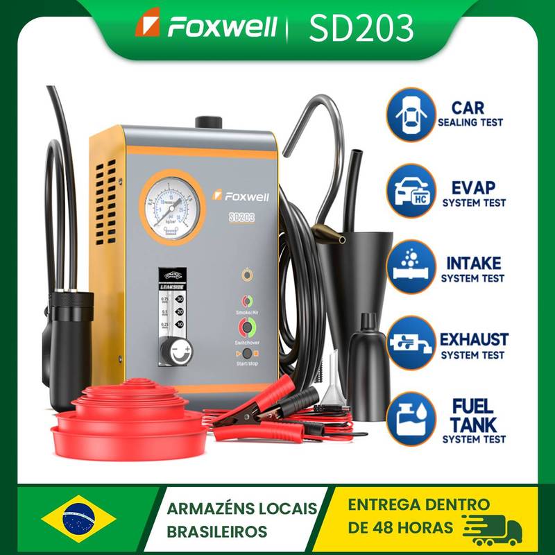 2026 НОВЕЙШАЯ ДЫМОВАЯ МАШИНА FOXWELL SD203 для Автомобилей, Вакуумный Тестер EVAP, Встроенный Воздушный Насос, Детектор Утечек, Диагностика Утечек в Двойных Трубках Автомобиля