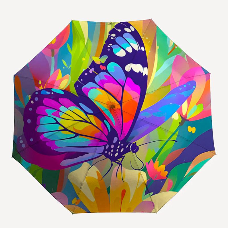 

1pc Butterfly Garden Automatic Open/Close Umbrella, Windproof, Folding Compact Umbrella with Lightweight Design for Women/Men120