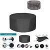 Round Outdoor Furniture Cover Waterproof Dustproof Garden Table Chair Protector Black 210d Oxford Fabric