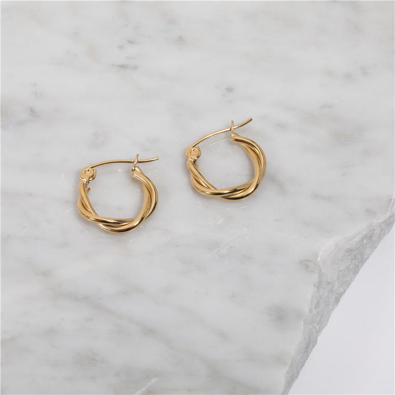 JOOLIM  High End 18K Gold Plated Twisted Stainless Steel  Hoop Earring Jewelry Fashion Trendy
