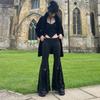 BeatStreet Dark Academia Gothic Hose Damen Streetwear Punk Grunge Kreuz Spitze Patchwork Hohe Taille Schlaghose Y2k E-Girl Hose
