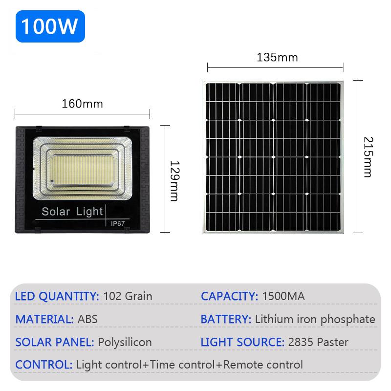 Outdoor Solar Light Courtyard Porch LED Floodlight Outdoor IP67 Waterproof Reflector Solar Powered Spotlight with Remote Control
