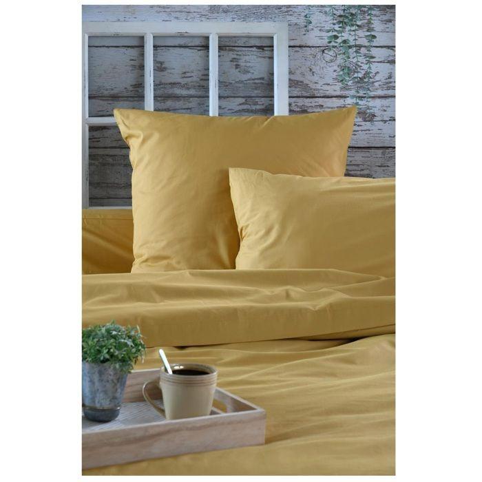 1 Taie d'oreiller percale de coton uni 63 x 63 cm Elysee moutarde