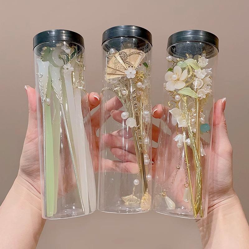 Elegant Chinese Style Hair Accessories Vintage Spring Flower Element Hairpins Light Luxury Tassel Hair Stick For Women Girls