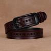 Womens Genuine Leather Belt With Pin Buckle Adjustable No-Hole Design Retro Chic Waistband Jeans Dresses