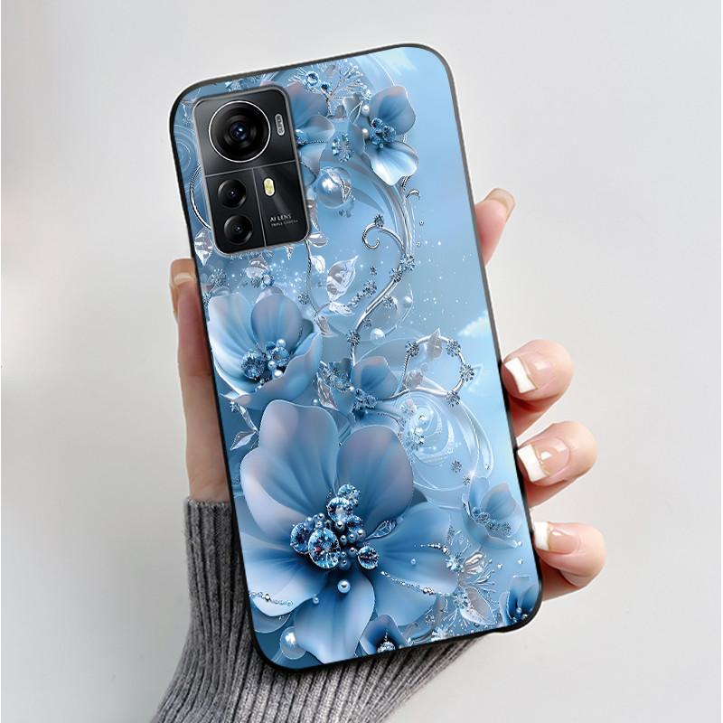 Für ZTE Blade A72S A7050 Hülle Für ZTE Blade V41 Smart Cover Luxus Mode Schmetterling Blume Silikon Weich Schwarz TPU Stoßfänger Schale