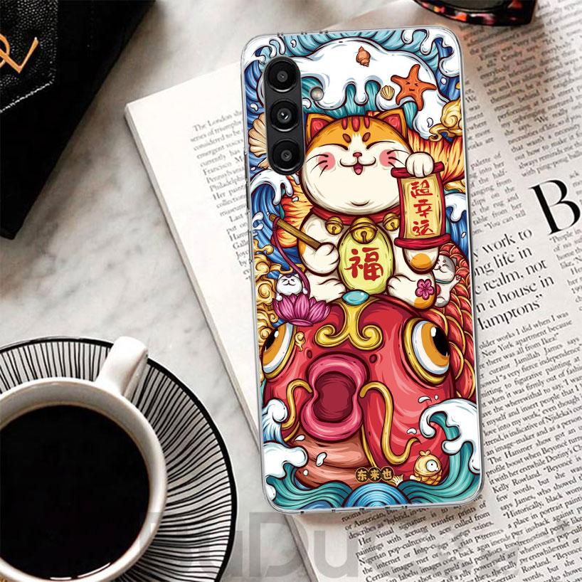 Lucky Cat Maneki Neko Japanese Phone Case For Samsung A17 A16 A26 A36 A56 A15 A14 A13 A55 A54 A53 A35 A34 A33 A25 A24 A23 A05S A