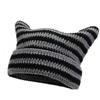Cute Cat Ear Beanie Women Warm Knit Hat With Ears Slimming Face Effect Winter Accessory