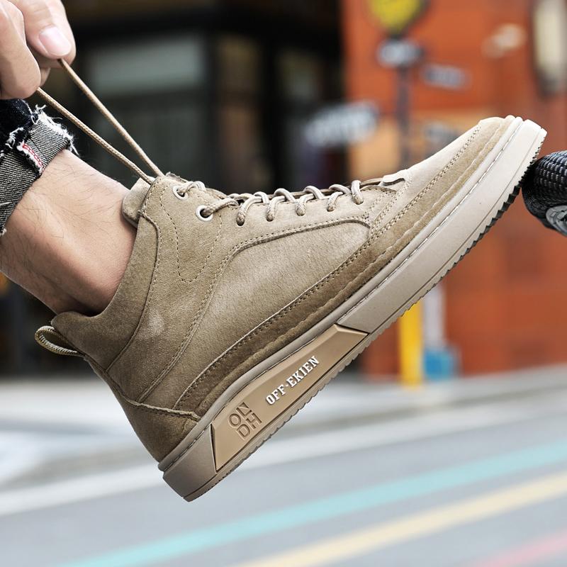 High Quality Popular Comfortable and Soft Genuine Leather Men's Casual Shoes Lace Up Sneakers Man Flats Walking Mid Top Shoes