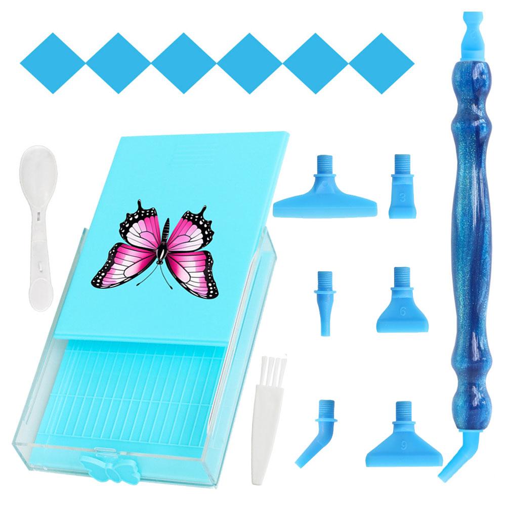 5D Diamond Painting Art Tools Kit - 16pcs Multi-Style Multifunctional Pen Heads,Resin Point Drill Pen,Wax, Storage Tray & Brush