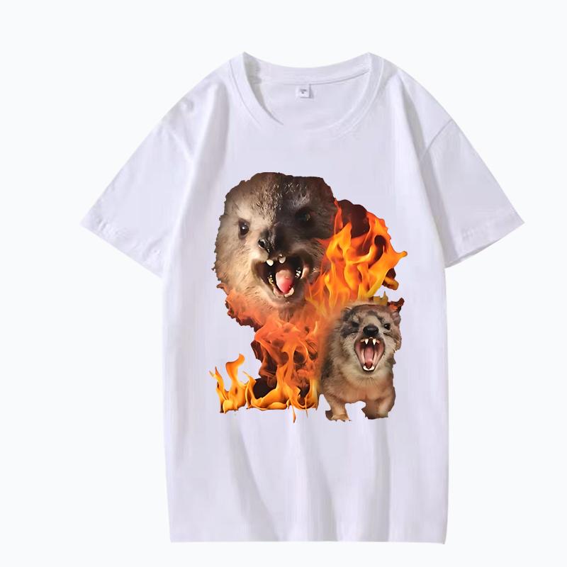 Funny Rock Hyrax Fire Meme Tee Shirt Men Women 100% Cotton Manga Short Sleeve Classic Summer Cute Kawaii Unisex Plus Sizetops