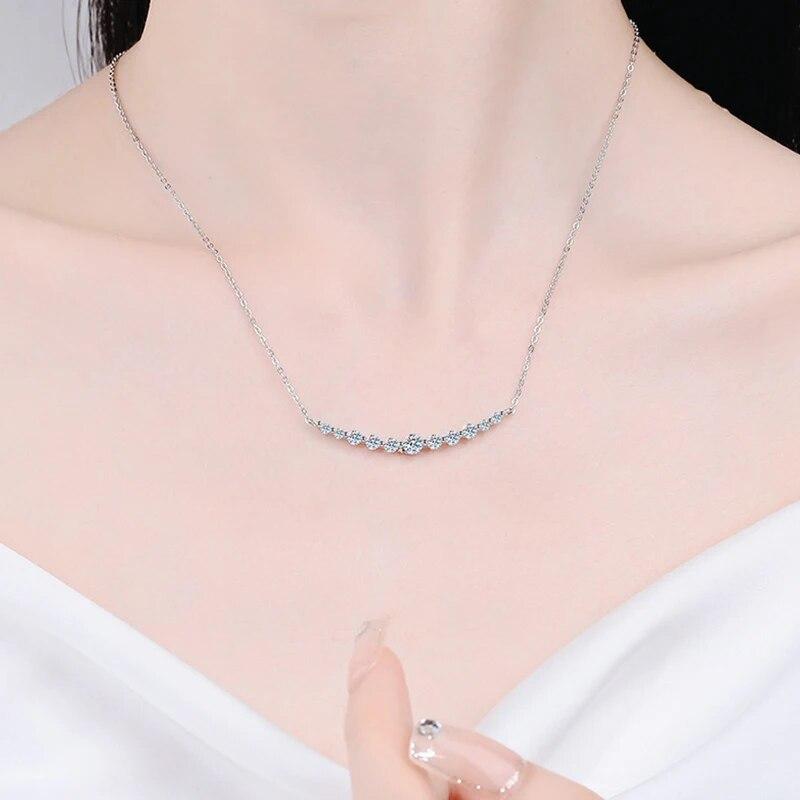 Full D Color Moissanite Pendant Necklace Original 925 Sterling Sliver Chain Plated 18k White Gold Necklaces for Women