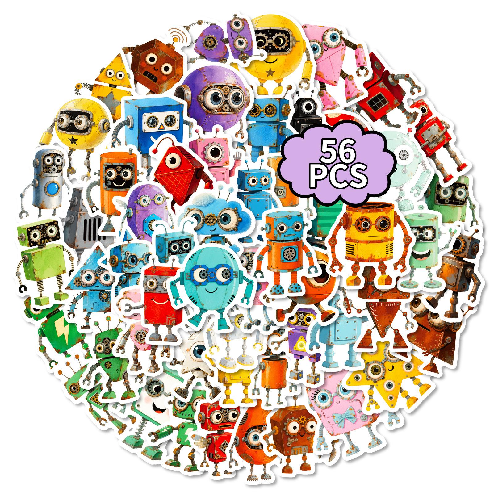 56 Cartoon Robot Graffiti Stickers Cute Q Version Children Diy Decorative Stickers
