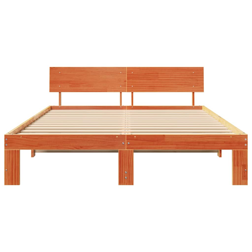 Bed Frame Wax Brown 140 x 200 cm Solid Pine Wood