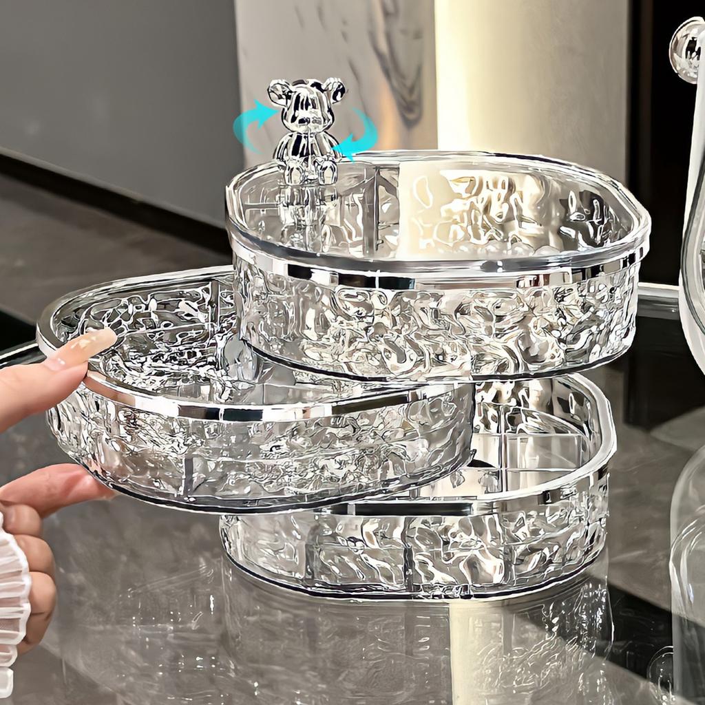 Rotating Earring Jewelry Storage Box Hairpin Scrunchie Necklace Stud Dust Box