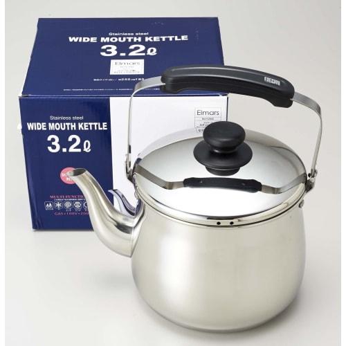 Pearl Metal Elmer's Stainless Steel Wide Mouth Kettle, 3.2L, H-2042, 606458
