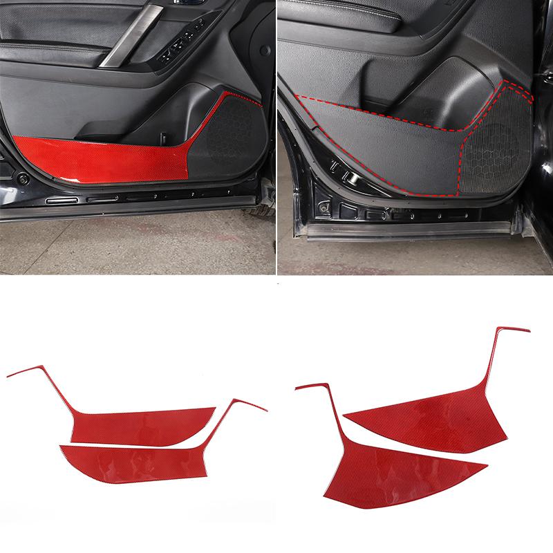 For Subaru Forester 2013-2018 Red Soft Carbon Fiber Interior Kit Dashboard Console Gear Shift Panel Decoration Trim Stickers