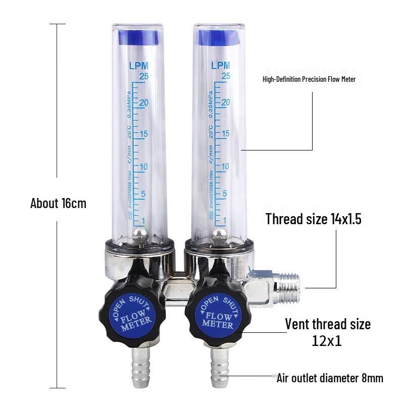 Nai Duo CO2/Argon Pressure Reducer with Dual Tube Flowmeter