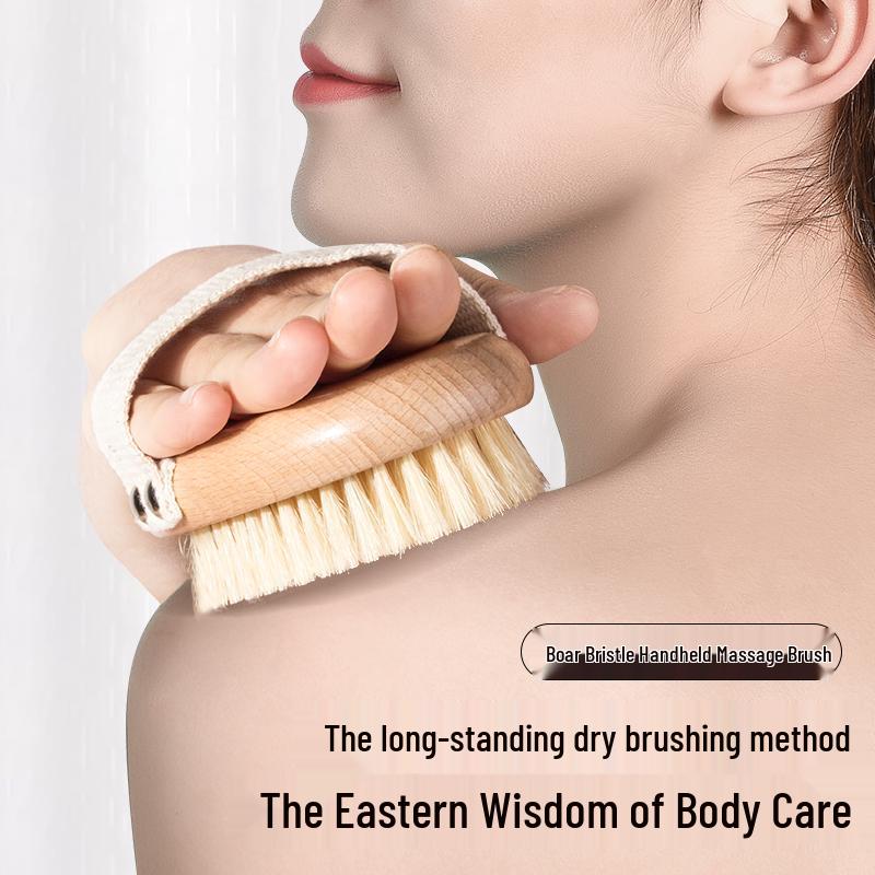Boar Bristle Exfoliating Bath & Body Brush with Long Handle
