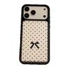 ins lace polka dot bow for Apple 16/17Promax mobile phone case IP15 matte PC14 niche 13