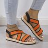Fashion New Women's Trend Anti-slip Wear Comfortable Matching Color Sole Pure Black Shoelace Flat Sandals