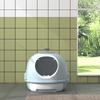 Cat Litter Box Toilet with Litter Scoop Enclosed Drawer, Front Entry Top Exit, Easy To Clean Blue