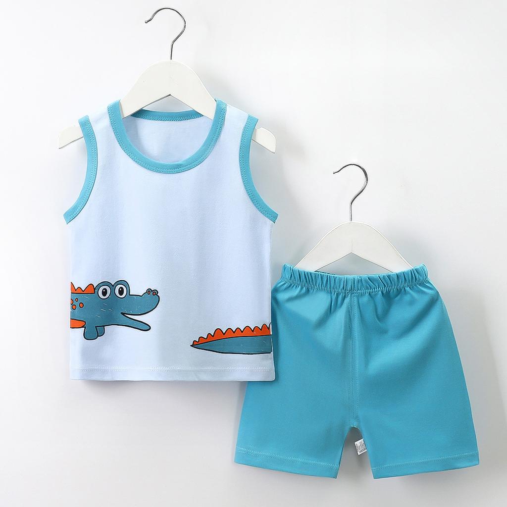 Children Sets Kids Clothes Boys Girls Vest Suit Summer Children's Clothing Baby Cotton T-Shirts Shorts Tank Top Sleeveless