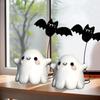 1Pc Halloween Cute Ghost Putting Bat Ornaments, Ghost Bat Desktop Party Decoration, Party Small Gift, Little Finger Cute Ghost