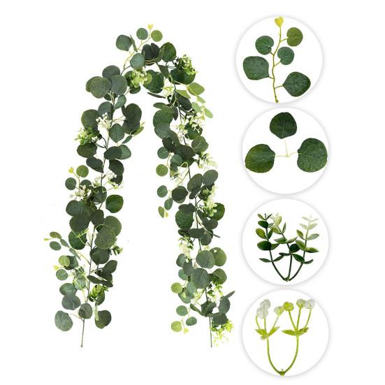 6FT Artificial Eucalyptus Garland Fake Eucalyptus Leaves Greenery Garland Faux Hanging Plants Vines for Wedding Backdrop Arch Wall Decor