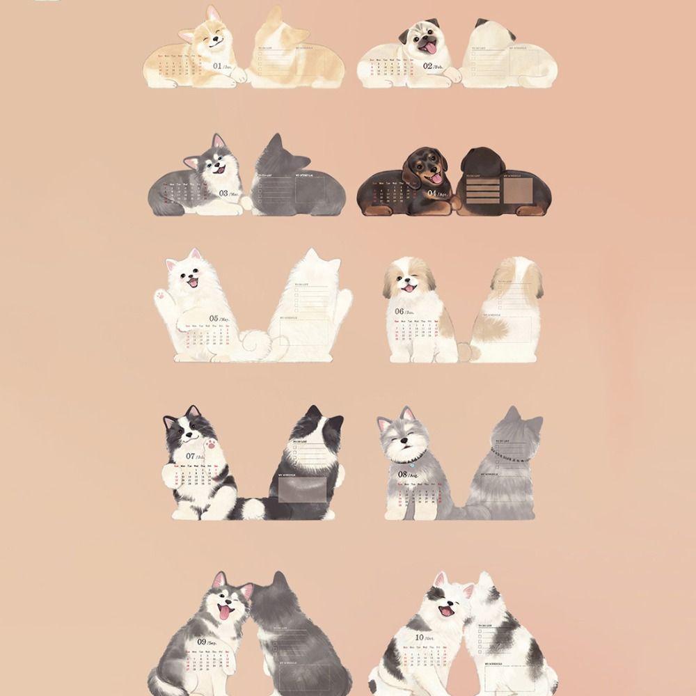 DIY Desktop Calendar Cat Dog Series Schedule Planner 2026 Agenda Organizer  Home Office Desk