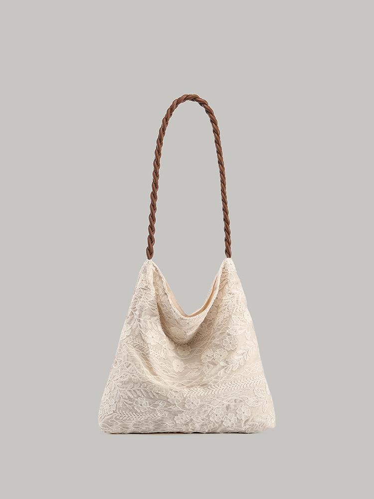 

Vintage linen embroidery flower shoulder bag women s high-end sense versatile large capacity tote bag new Chinese canvas bag