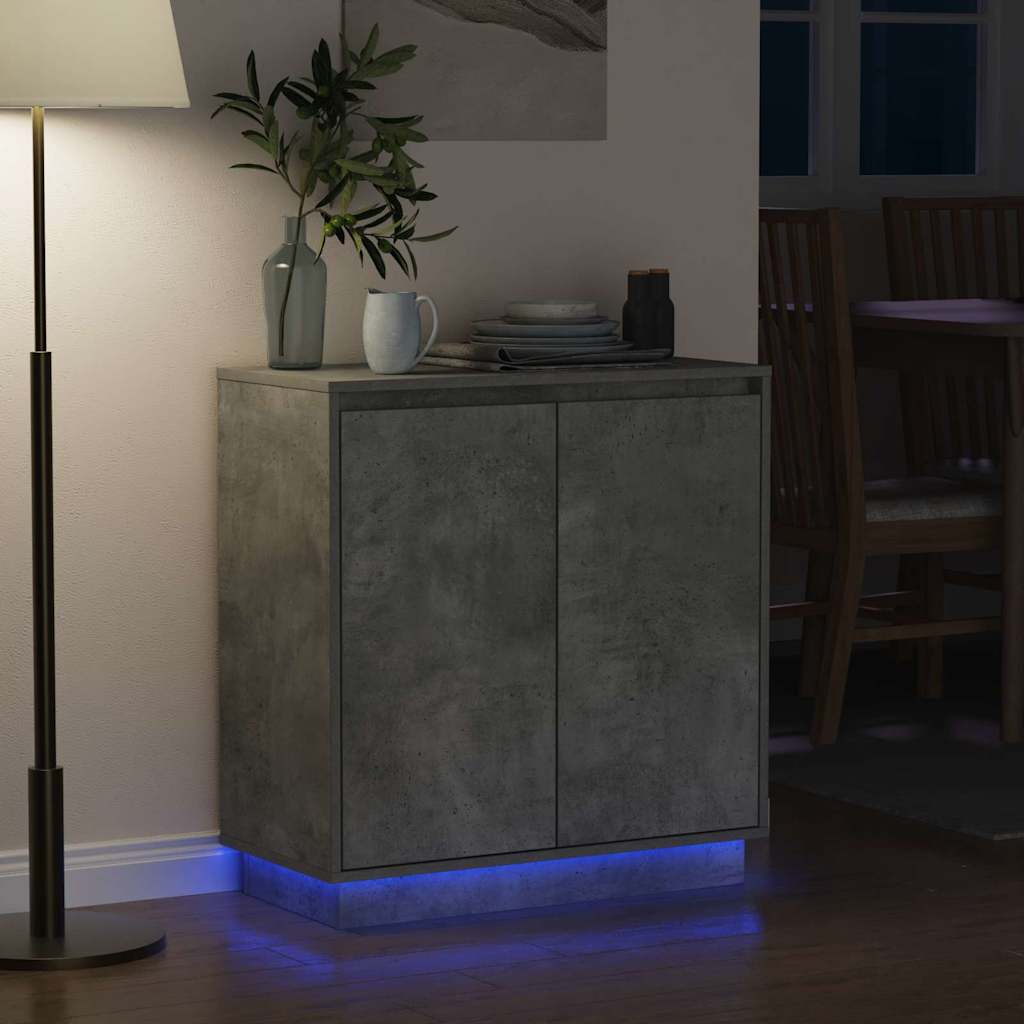 LED Sideboard in Concrete Grey 71 x 34.5 x 75 cm Particleboard