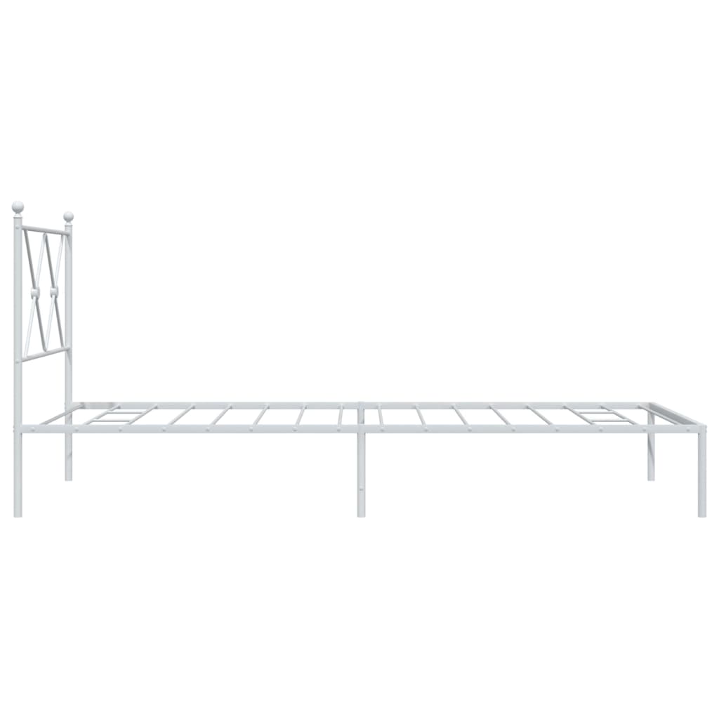 Vidaxl Metal Bed Frame with Headboard, White, 90X200 Cm