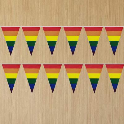 5/10M Rainbow String Bunting Polyester 10/20 Flags Rainbow Pennant Banner Colorful Stripes LGBT Hanging Flags for Indoor/Outdoor