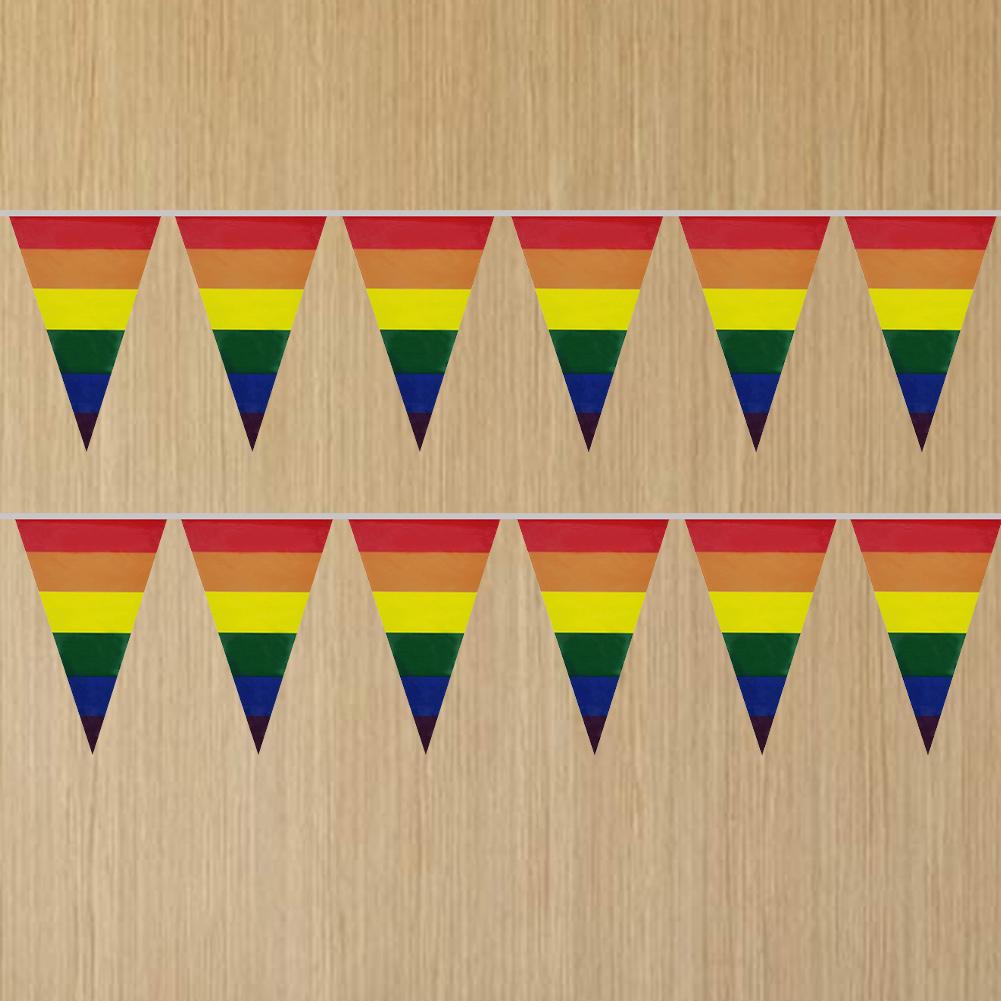 5/10M Rainbow String Bunting Polyester 10/20 Flags Rainbow Pennant Banner Colorful Stripes LGBT Hanging Flags for Indoor/Outdoor