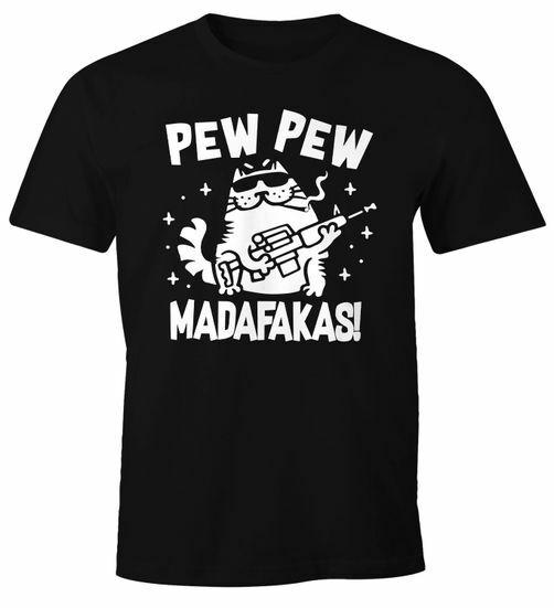 Men's Pew Pew Madafakas T-Shirt! Crazy Cat Crazy Cat Comic Style-