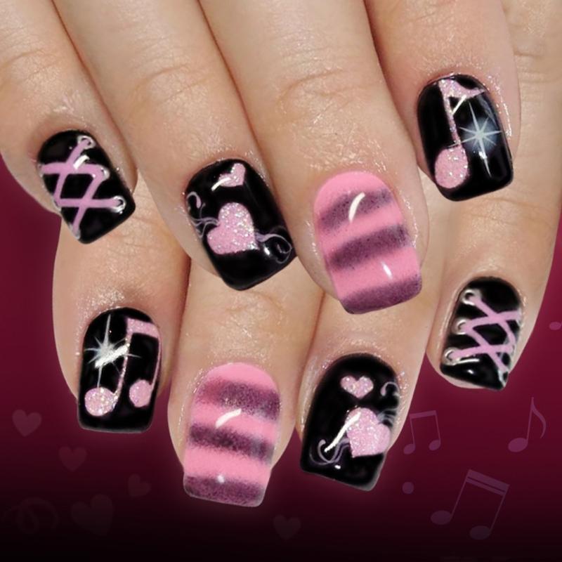 24pcs Red French Tip False Nail with Musical Heart Glittering Valentine’s Day Press on Nail Lightweighted Comfortable 1