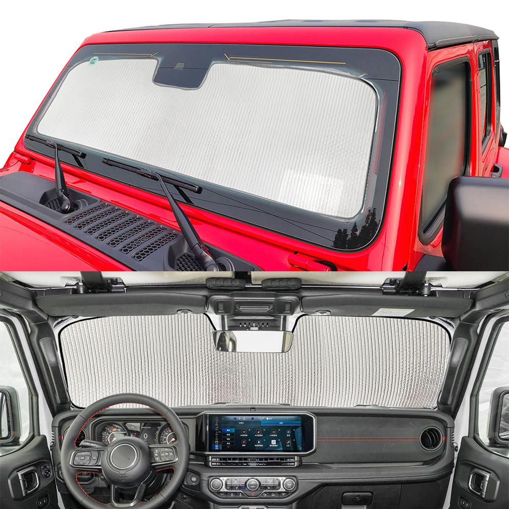 Car Front Windshield Sunshade Sun Visor UV Rays Cover for Jeep Wrangler TJ JK JL Gladiator JT 1997-2026 Up Interior AccessoriesWindshield Sunshades 1