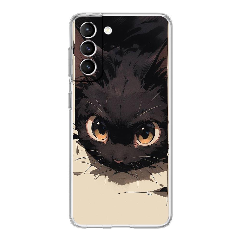 Phone Case For Samsung Galaxy S24 Plus S23 S22 S21 S20 FE Ultra 5G S10 S10E S9 Soft Clear Cover Cartoon Lovely Cat Art Fashion