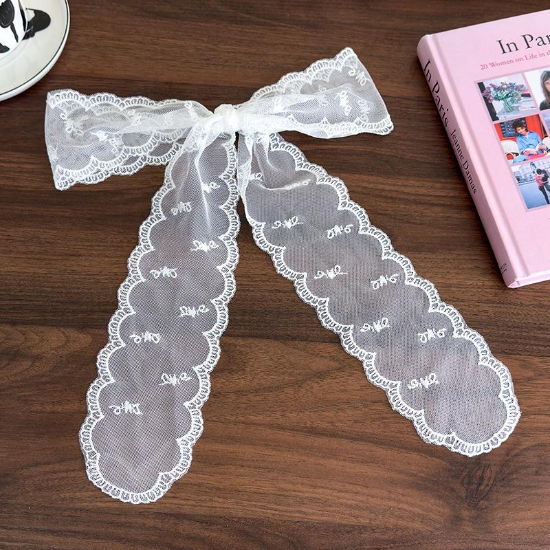 Sweet Sen Style White Lace Long Hair with Butterfly Tie Hair Rope Vigorous Girl Braid Versatile Hair Braiding Magic Weapon