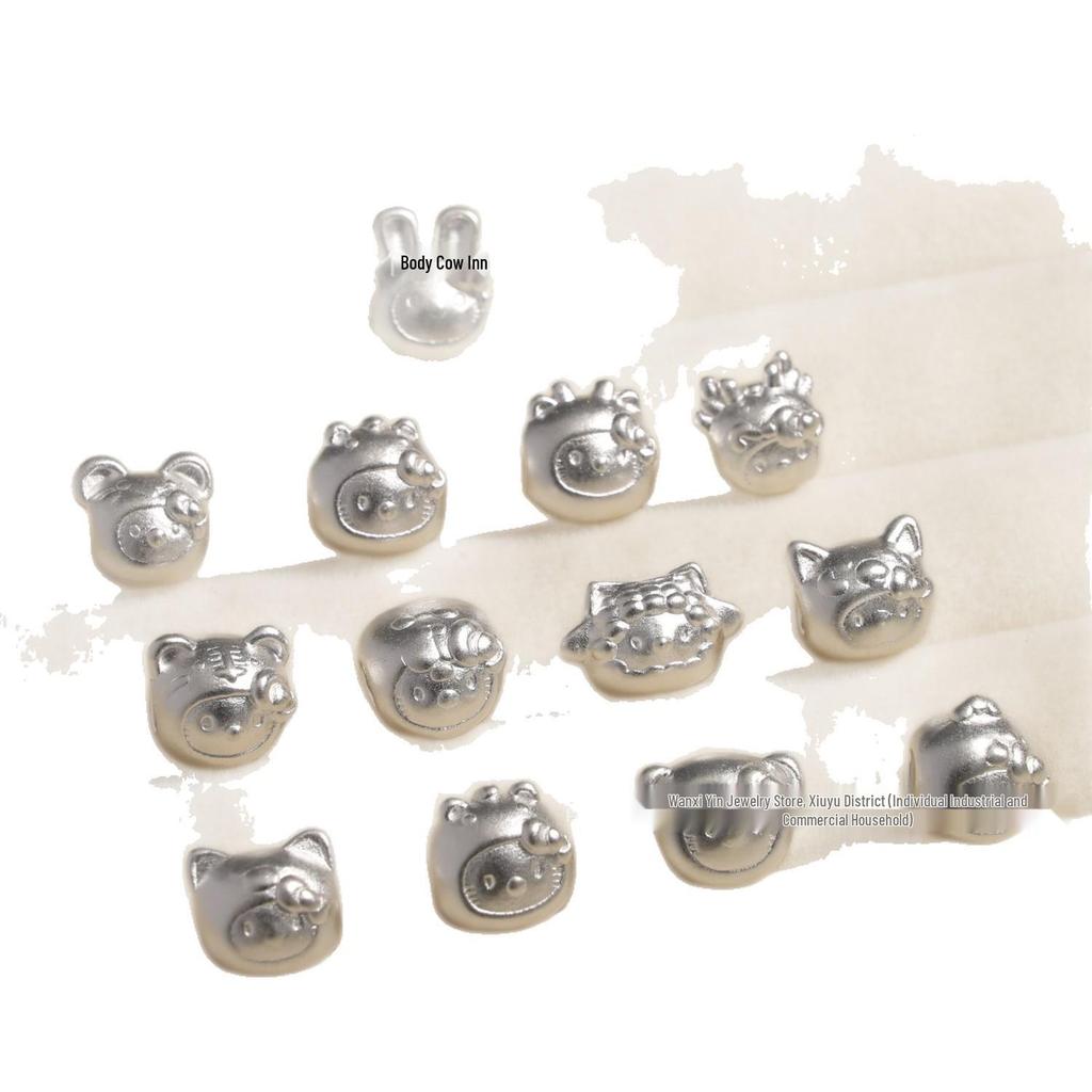 Sterling Silver Zodiac Animal Spacer Beads: Horse & Sheep DIY Beading Materials for Handmade Bracelets