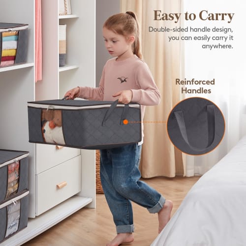 Lifewit Clothes Storage Bags, Foldable Storage Cases, Closet Organizers, Bedding Storage Bags, Clothes Storage, Reinforced Handles, Durable Fabric, wi