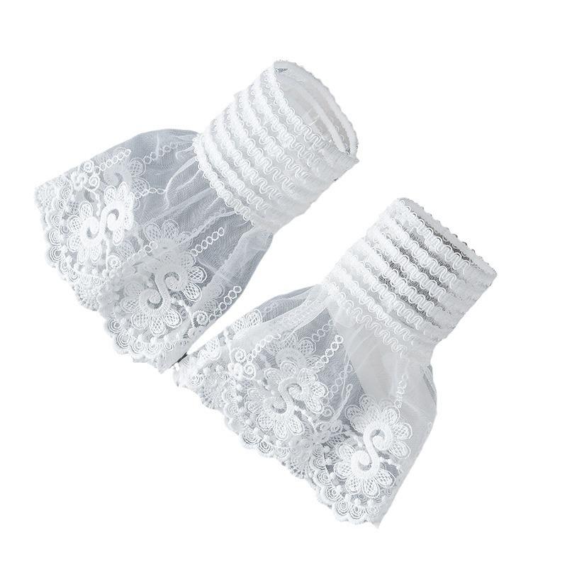 Girls Ruffles Pleated Fake Sleeves for Womens Detachable Cuffs Fake Cuffs Clothing Decoration Arm Warmers Fake Flared Sleeves