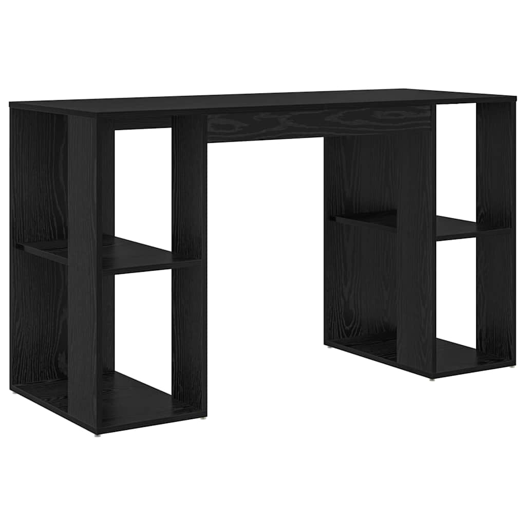 Desk with Shelf Black Oak Effect 130 x 50.5 x 75 cm
