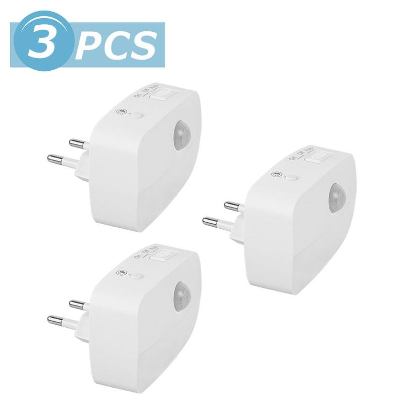Wireless LED Motion Sensor Night Light Plug In Motion Detector Bedroom Staircase Closet Bedside Night Lamp 220V Battery Powered